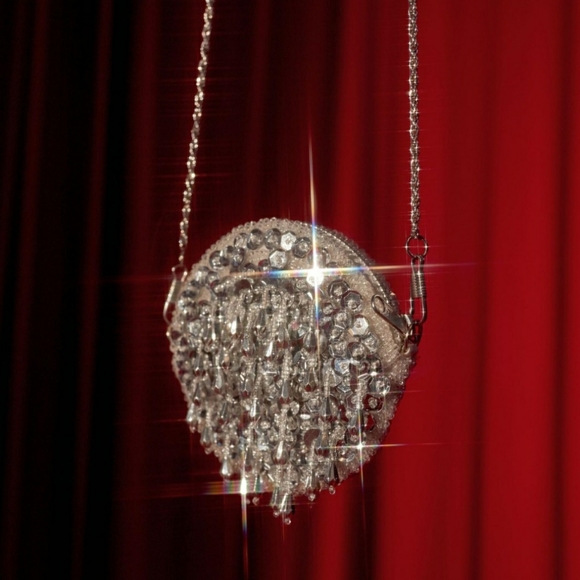 Urban Outfitters Handbags - Urban Outfitters Silver Teardrop Beaded Circle Crossbody Bag